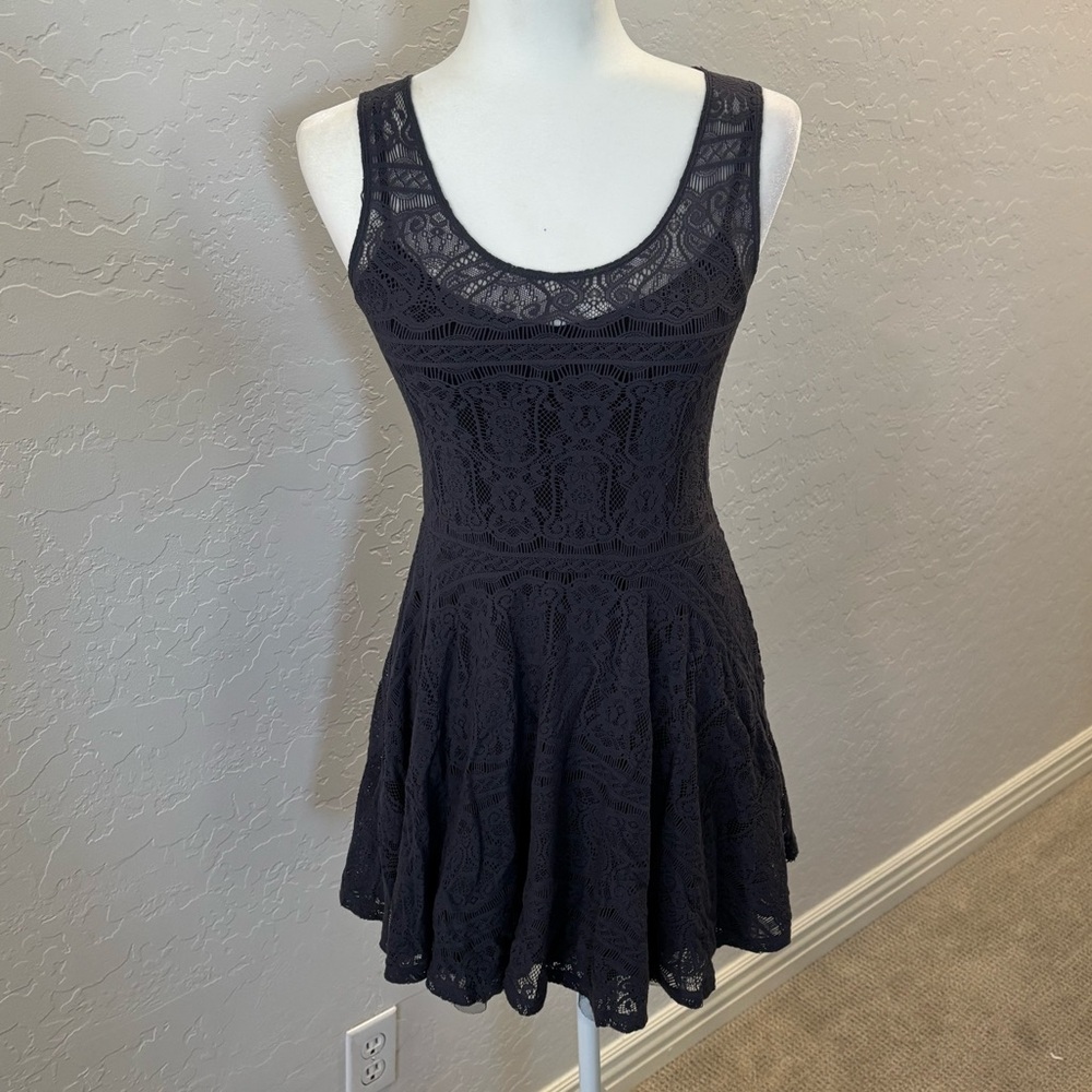 Free People Grey Lace Mini Dress Sz XS